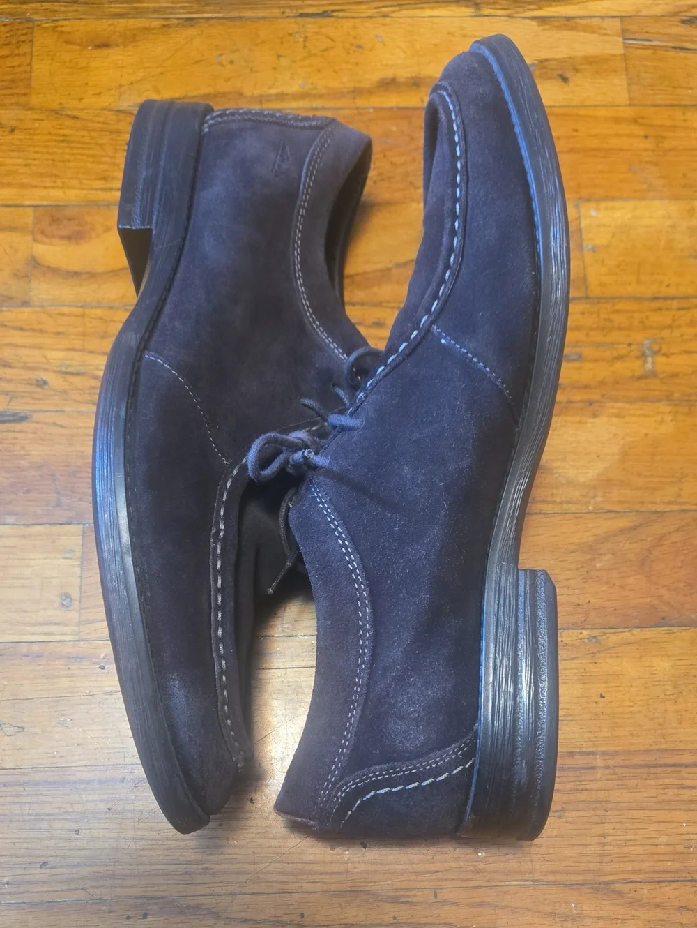 Clarks Delsin Leather Oxford Casual Suede Shoes Loafers Deep Brown Size 13M